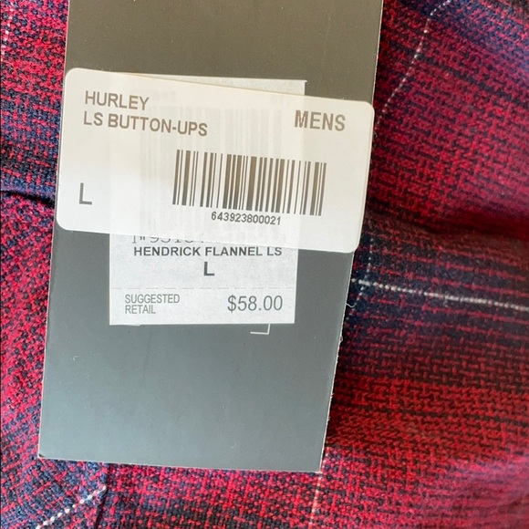 HURLEY Hendricks Flannel Red Large & XL Warm New - Picture 8 of 9